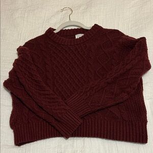 Pink Rose Maroon Cable Knit Sweater